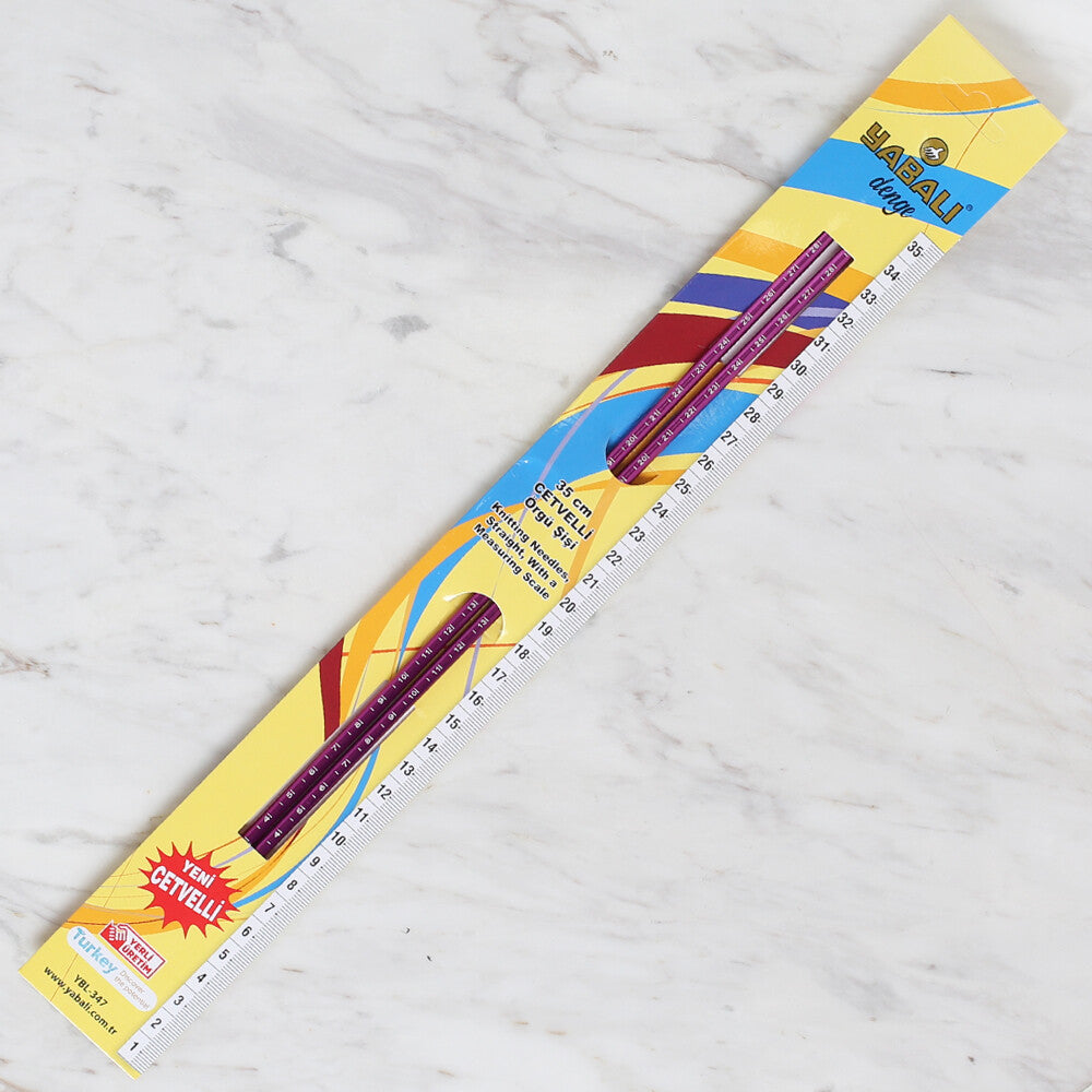 Yabalı 5 mm 35 cm Mor Cetvelli Örgü Şişi - YBL-347